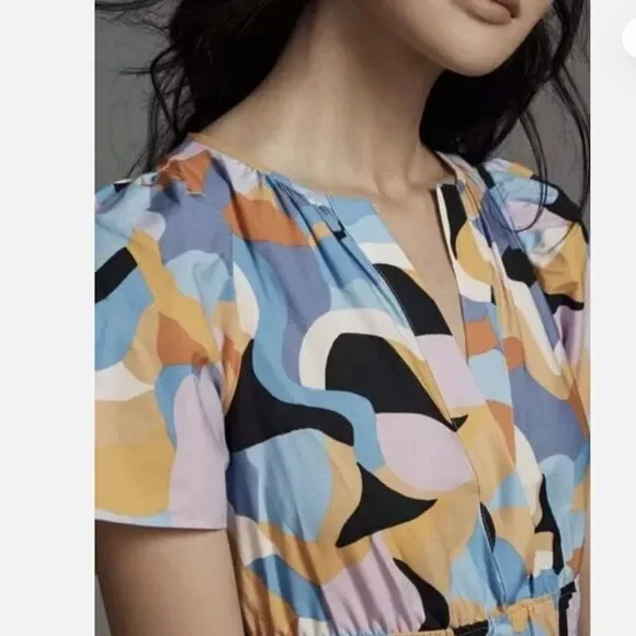 Anthropologie The Somerset Maxi Dress Blue Orange Fall Size Large - Picture 2 of 5